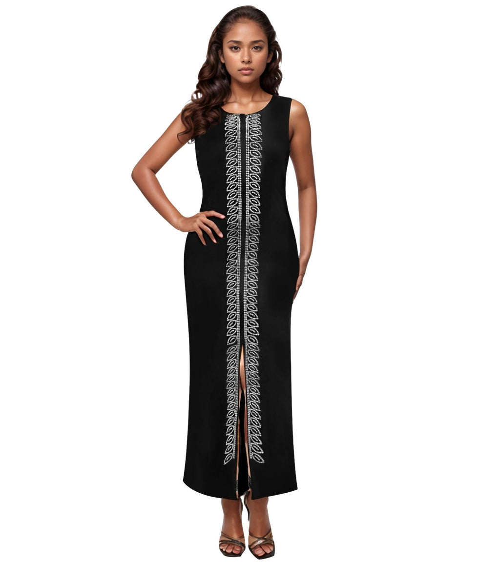 PORRCEY Women's Sexy Elegant Rhinestone Bodycon Dress Hot Drilling Clubwear