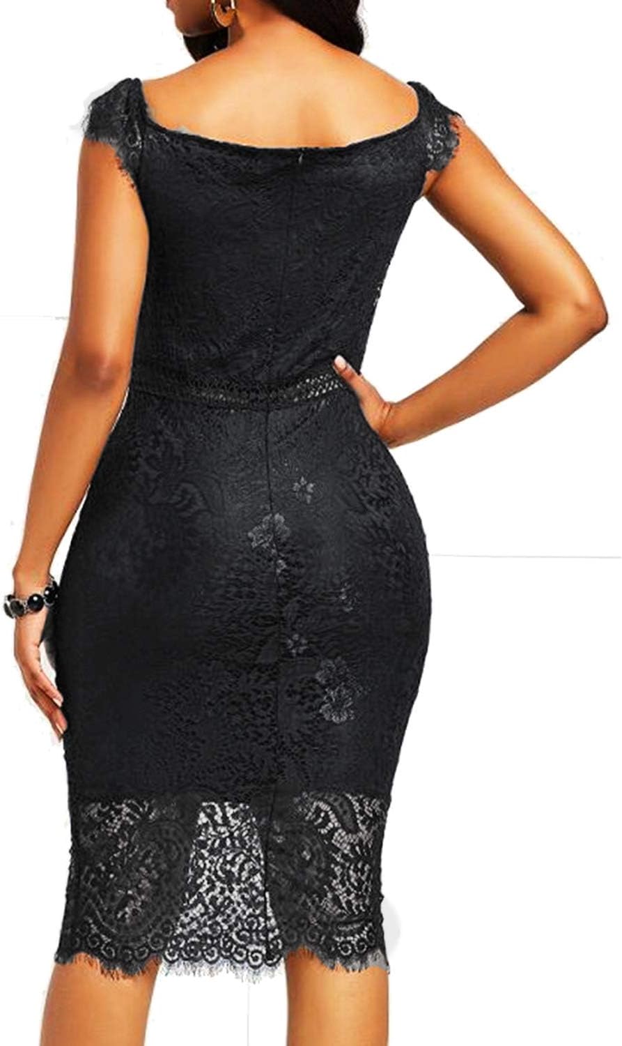 Women's Elegant Short Sleeve Floral Lace Bodycon Cocktail Lace Dress