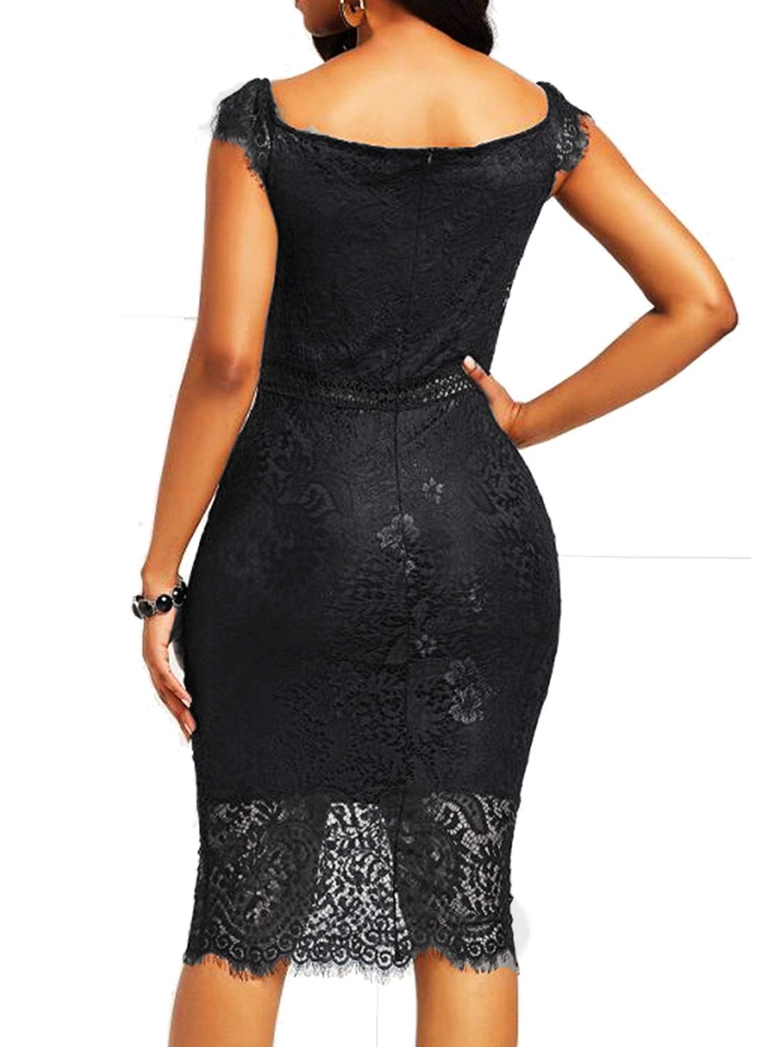 Women's Elegant Short Sleeve Floral Lace Bodycon Cocktail Lace Dress