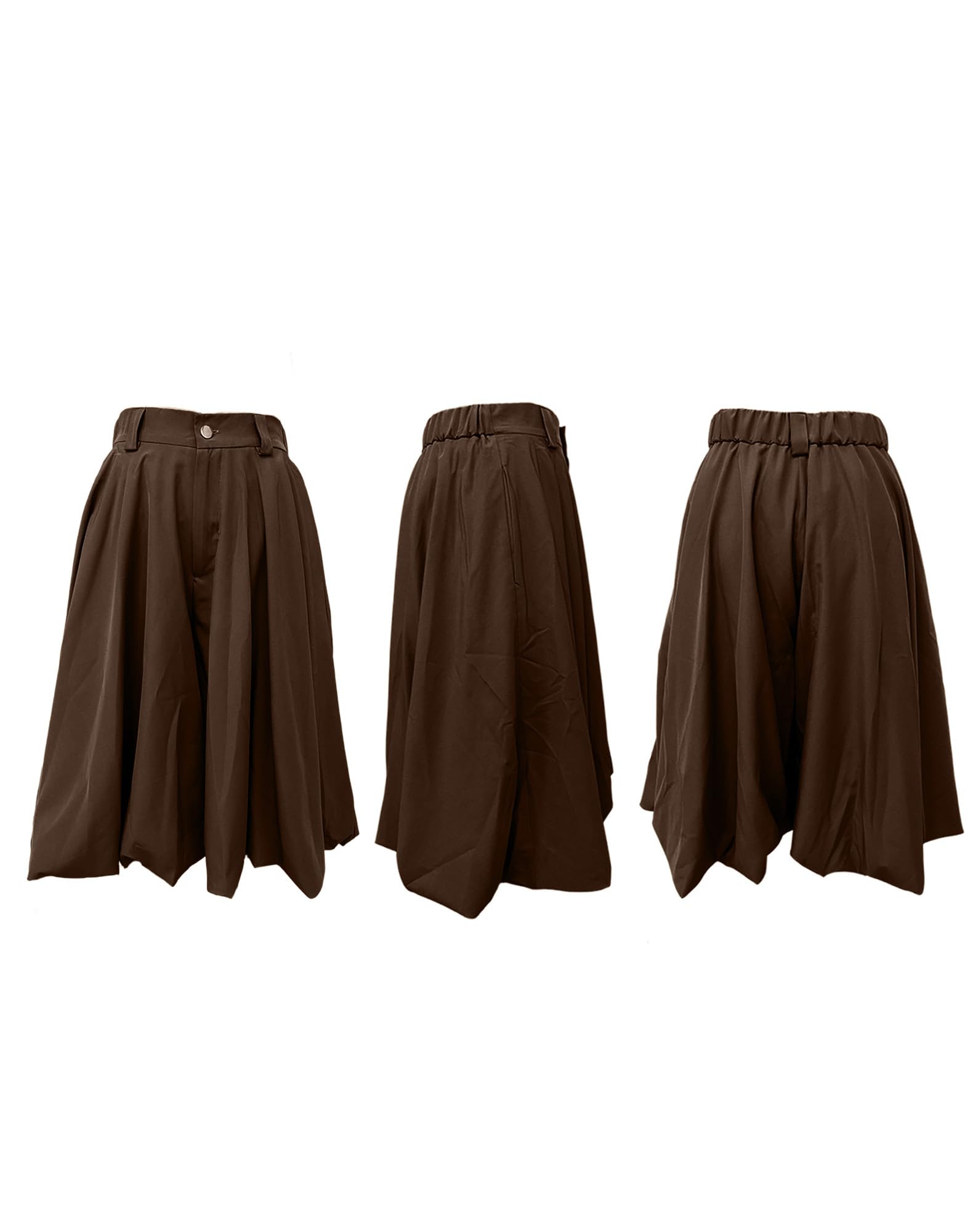 Women's Wide Leg Capri Pants Baggy Pleated Cropped Bubble Pants | High Waisted,with Pockets,Casual,Soft and Lightweight,Skirt Pants,Lantern Balloon Pants