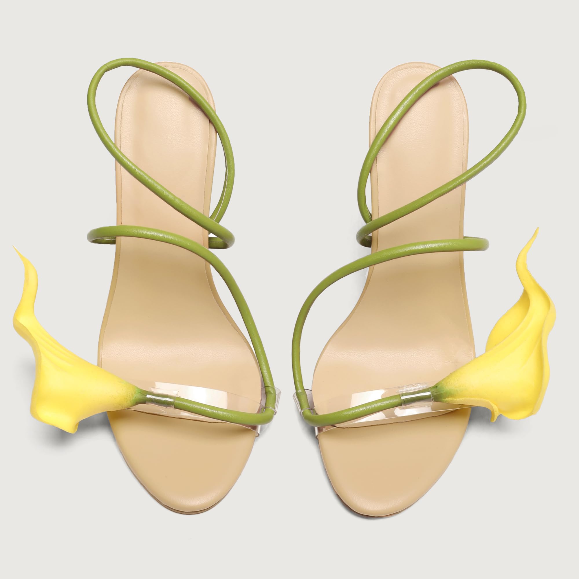 Flower High Heels for Women Calla Lily Sexy Floral Strappy Stilettos Heels | Flower Heels, Calla Lily Open Toe Strappy Heeled Sandals, Floral Stilettos Heels for Wedding Bride Party Daily Wear