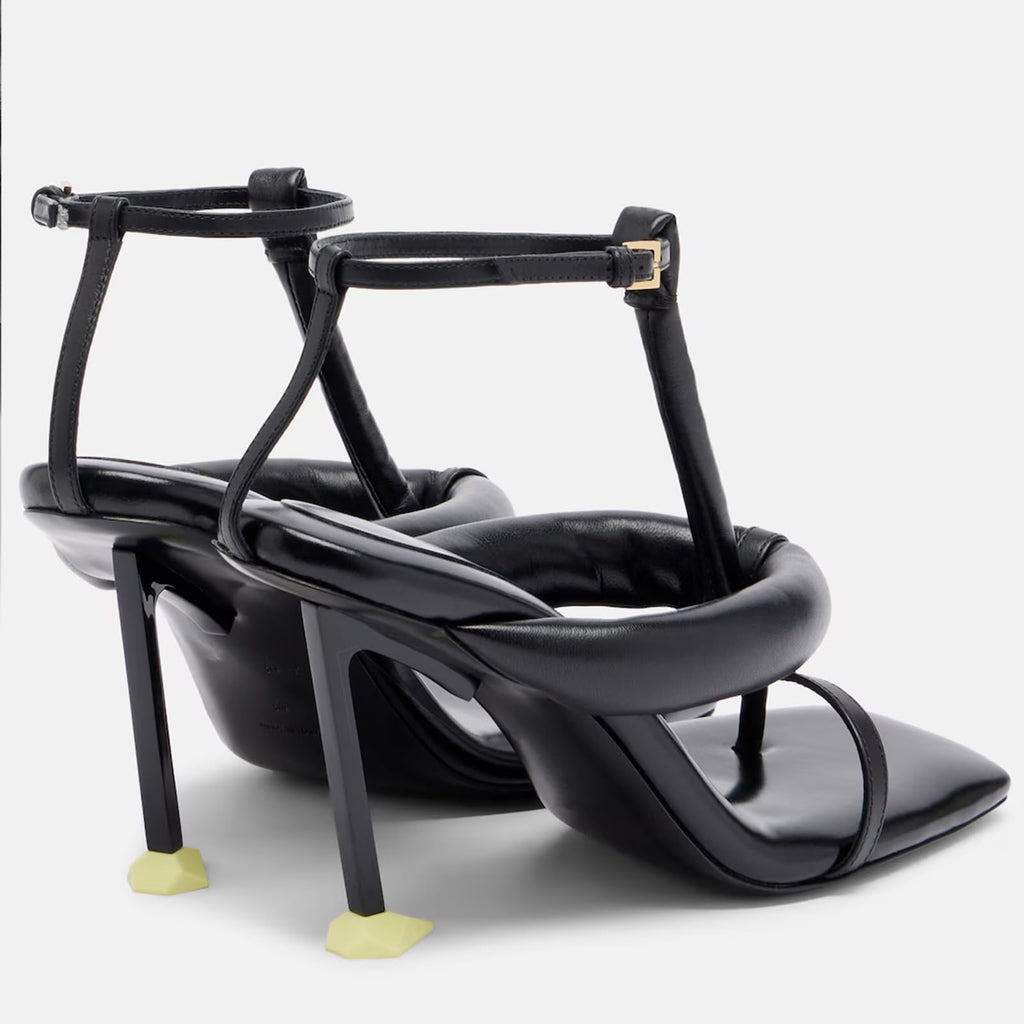Stiletto Heeled Thong Sandals for Women Square Open Toe Padded Heels Ankle Buckle Summer Fashion Casual Sandals