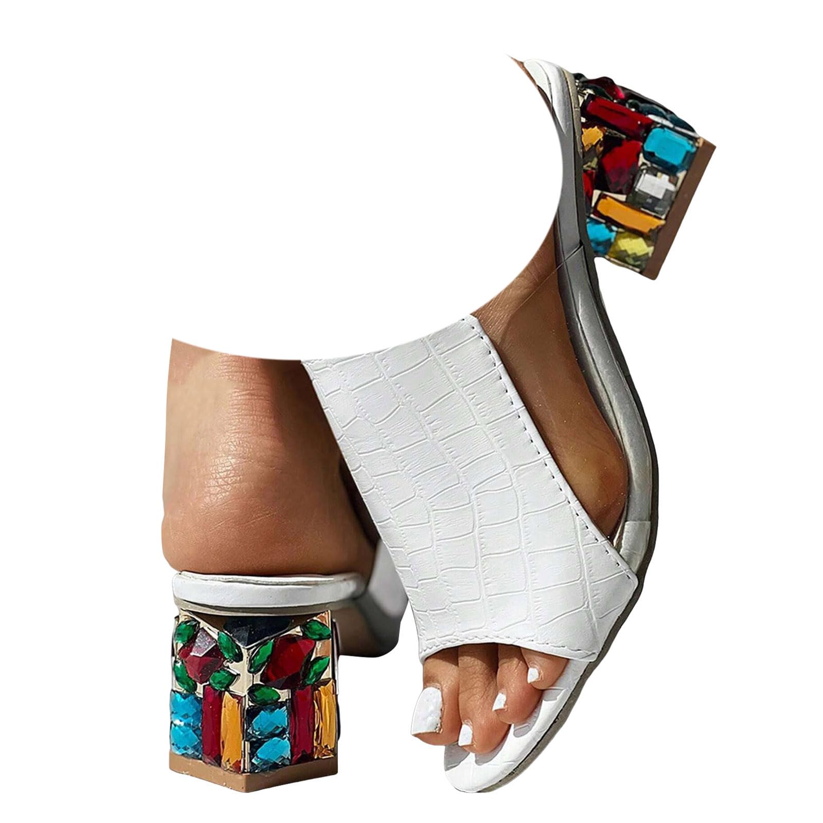 summer shoes women Slippers Fashionable Casual Rhinestone Leather Slingback Sandals Dressy Sandals for Women Wedding