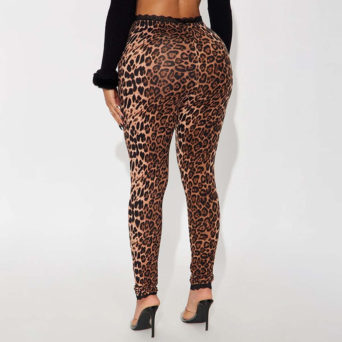 Women's Sexy See Through Sheer Mesh Pants Leggings High Waist Casual Sweatpants Tights