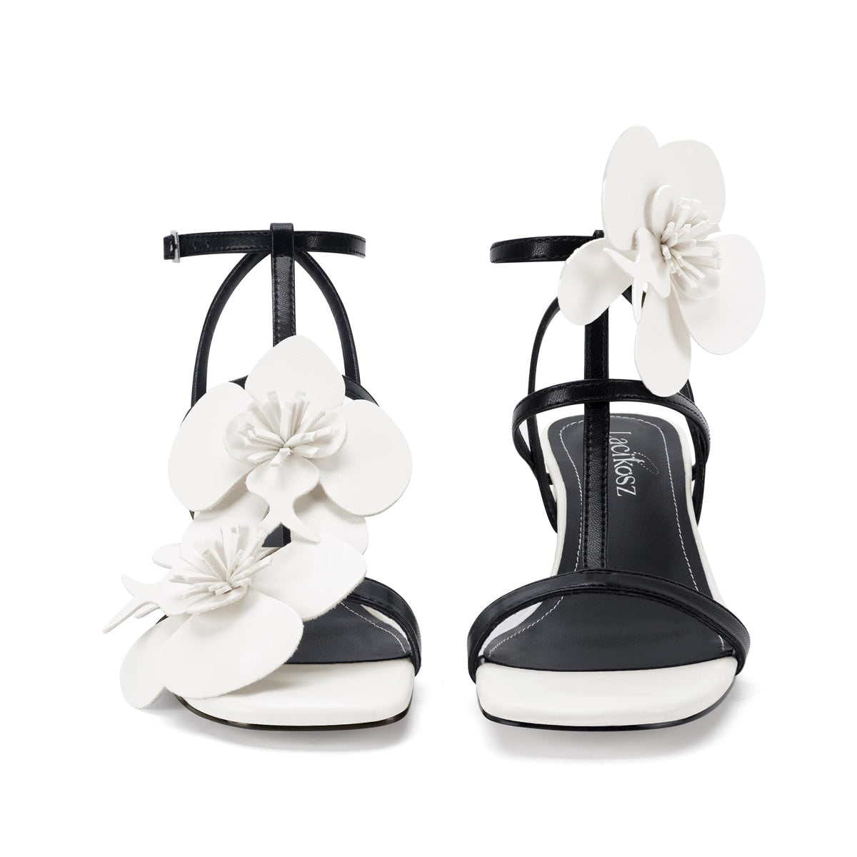 LACIKOSZ Floral Women High Heels Strappy Sandals Comfortable Dressy Shoes | Open Toe Ankle Strap Square Toe Wedding Bride
