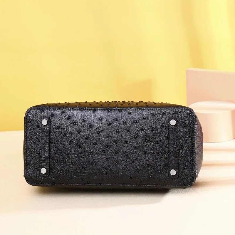 Exotic Ostrich Skin Pattern Lady Black Purse Authentic Ostrich Leather Printed Women's Shoulder Bag Female White Handbag | Women Shoulder Bag
