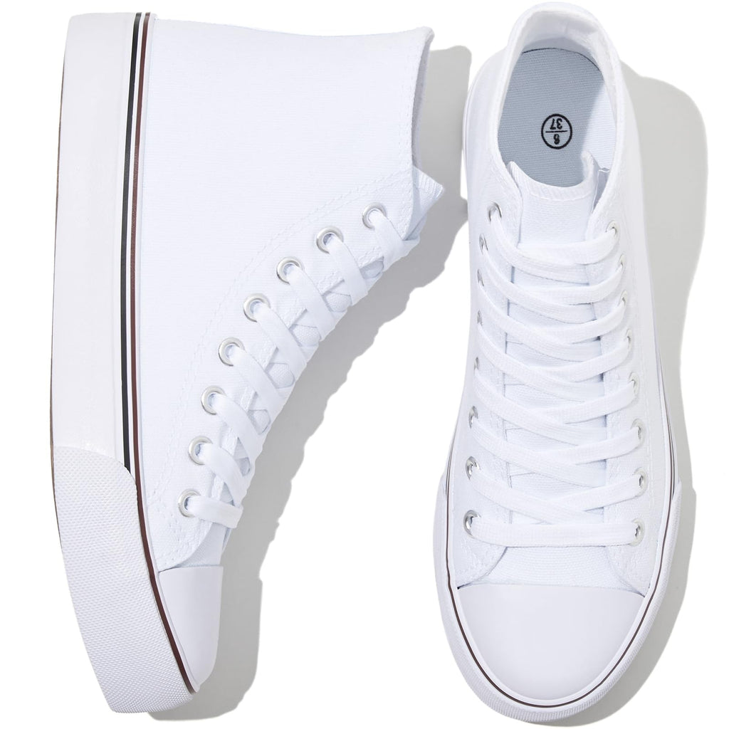 kufeiti Women's High Top Canvas Sneakers Casual Walking Shoes | embroidered,breathable canvas upper,lace up high top,non slip,easy match