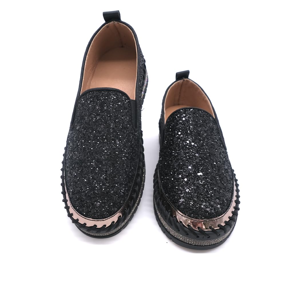 Women's Platform Rhinestones Glitter Fashion Sneakers Comfortable Slip On Flat Loafers Walking Wedding Dress Shoes Casual Shoes