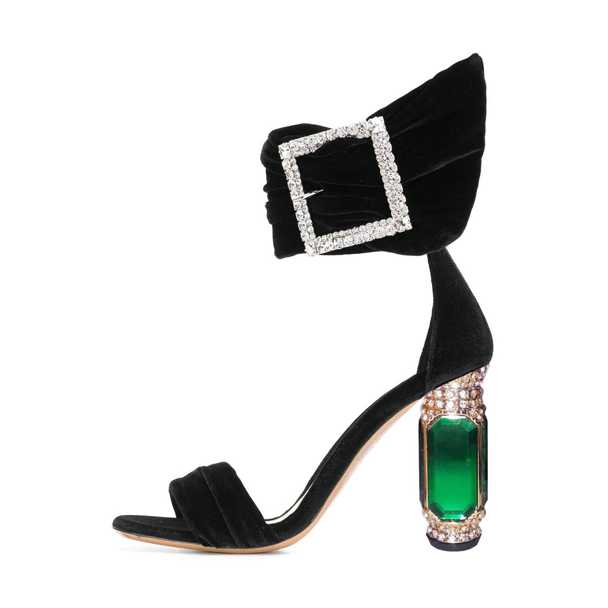 FSJ Women Open Toe Stylish Sandals Ankle Strap Chunky Block High Thick Heels Wedding Party Ballroom Shoes Size 4-15 US