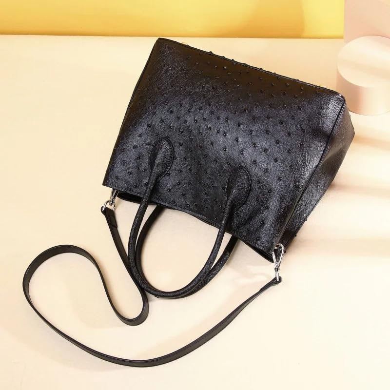 Exotic Ostrich Skin Pattern Lady Black Purse Authentic Ostrich Leather Printed Women's Shoulder Bag Female White Handbag | Women Shoulder Bag