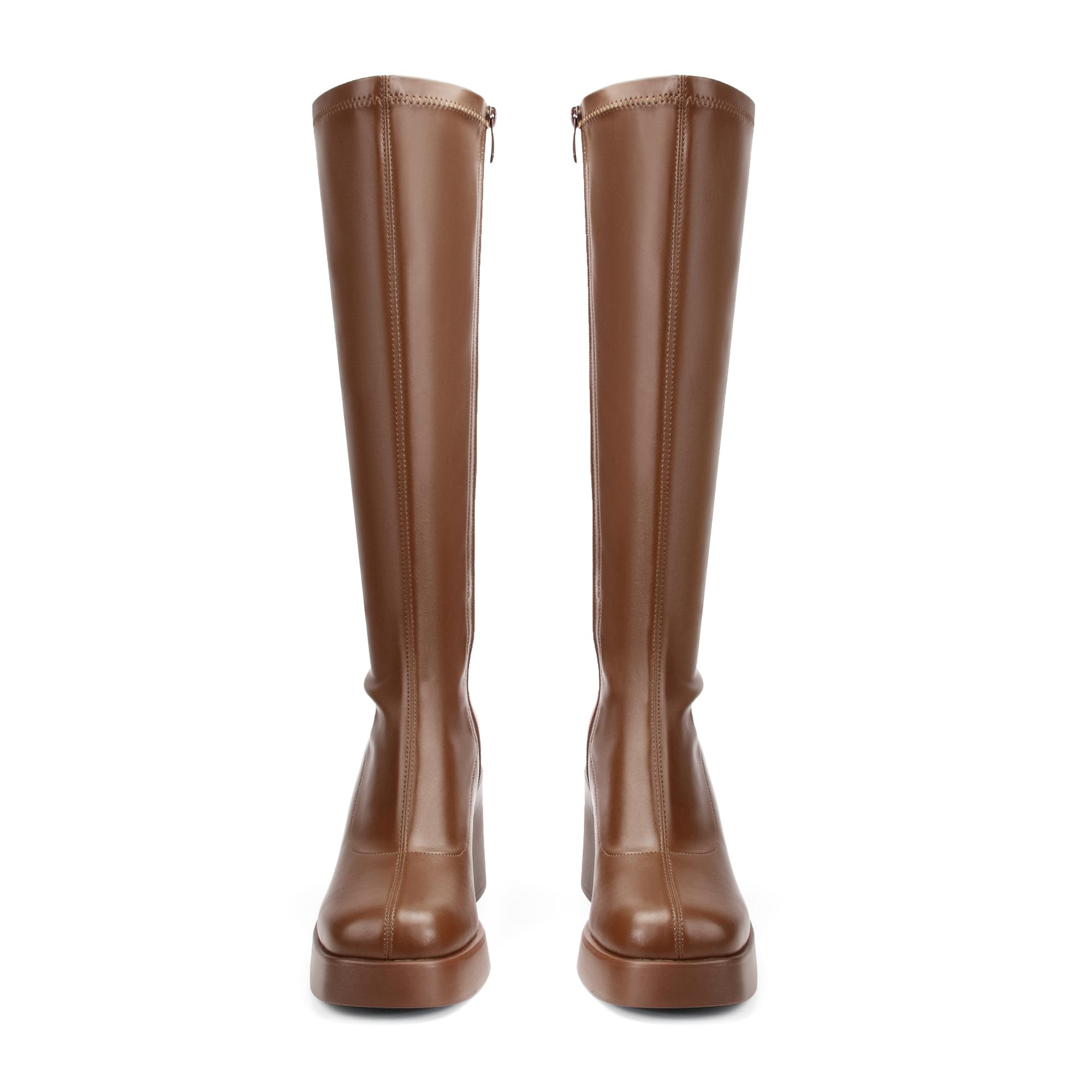 AprCoco Knee High Boots for Women GoGo Boots Platform Square Toe Womens Chunky Heel Side Zipper Boot