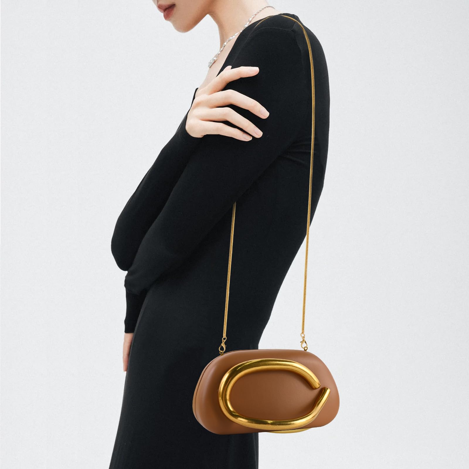 Clutch Purses for Women Formal, PU Leather/Marble Acrylic Evening Bags with Chain, Trendy Metal Handle Purses 2025