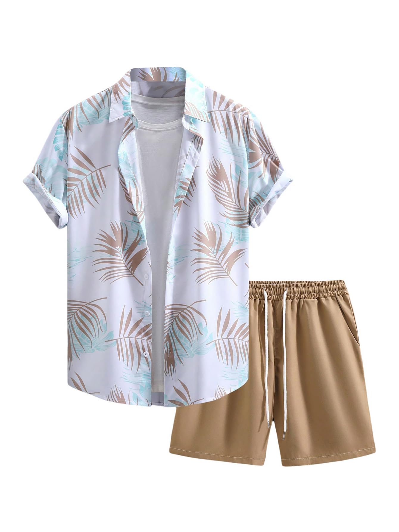 GORGLITTER Men's Beach Cruise Vacation Outfits Floral Shirt and Shorts Sets | Short Sleeve Button Up, Matching Hawaiian Outfits for Couples, Resort Wear