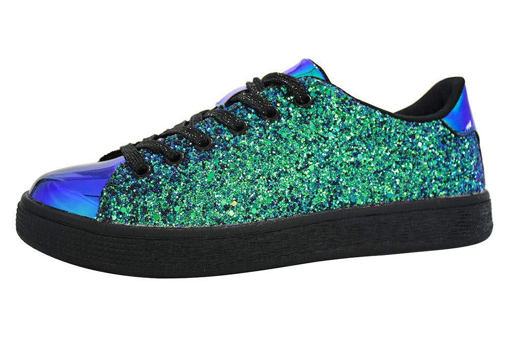 LUCKY STEP Women's Sparkly Glitter Shoes Bling Shiny | Sparkle Bedazzled Fashion Sneaker for Walking Wedding | Dressy Versatile Casual Style