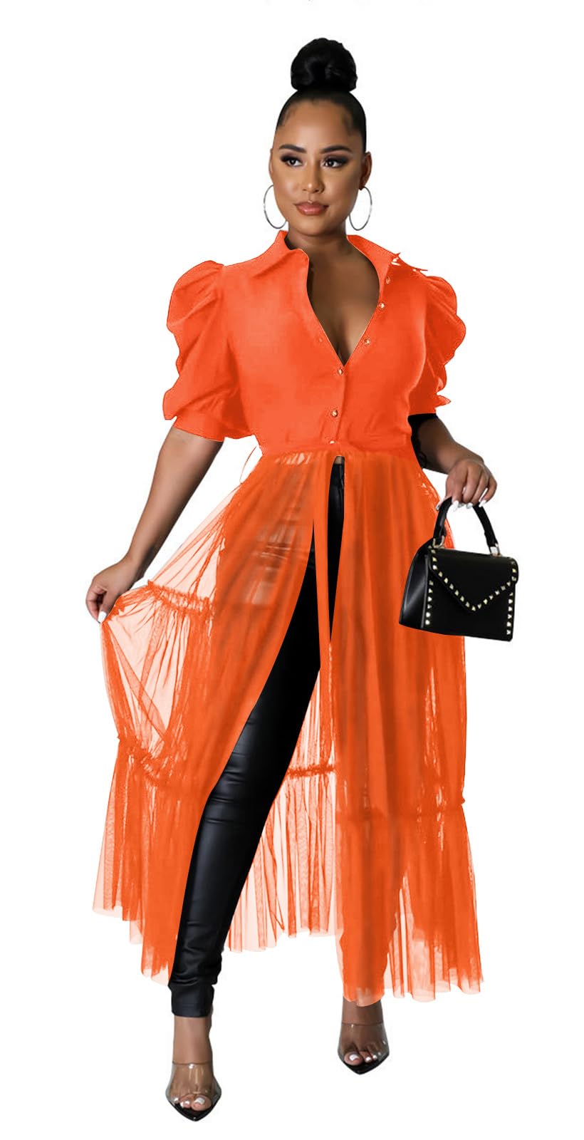 Ekaliy Women's Ruffle Blouse Shirt Asymmetrical Tunic Dress with Belt | Short sleeve,Bodycon,Ruffle,Club ,Party outfits,Asymmetrical Irregular Hem,Tops Blouse Shirt Dress