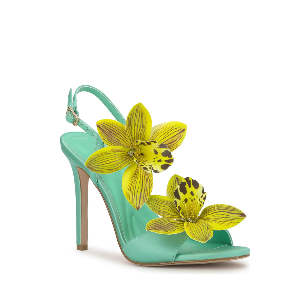 Flower High Heeled Sandals for Women Colorful Floral Open Toe Stiletto Heels Ankle Buckled Fashion Beach Dressy Spring Summer Shoes