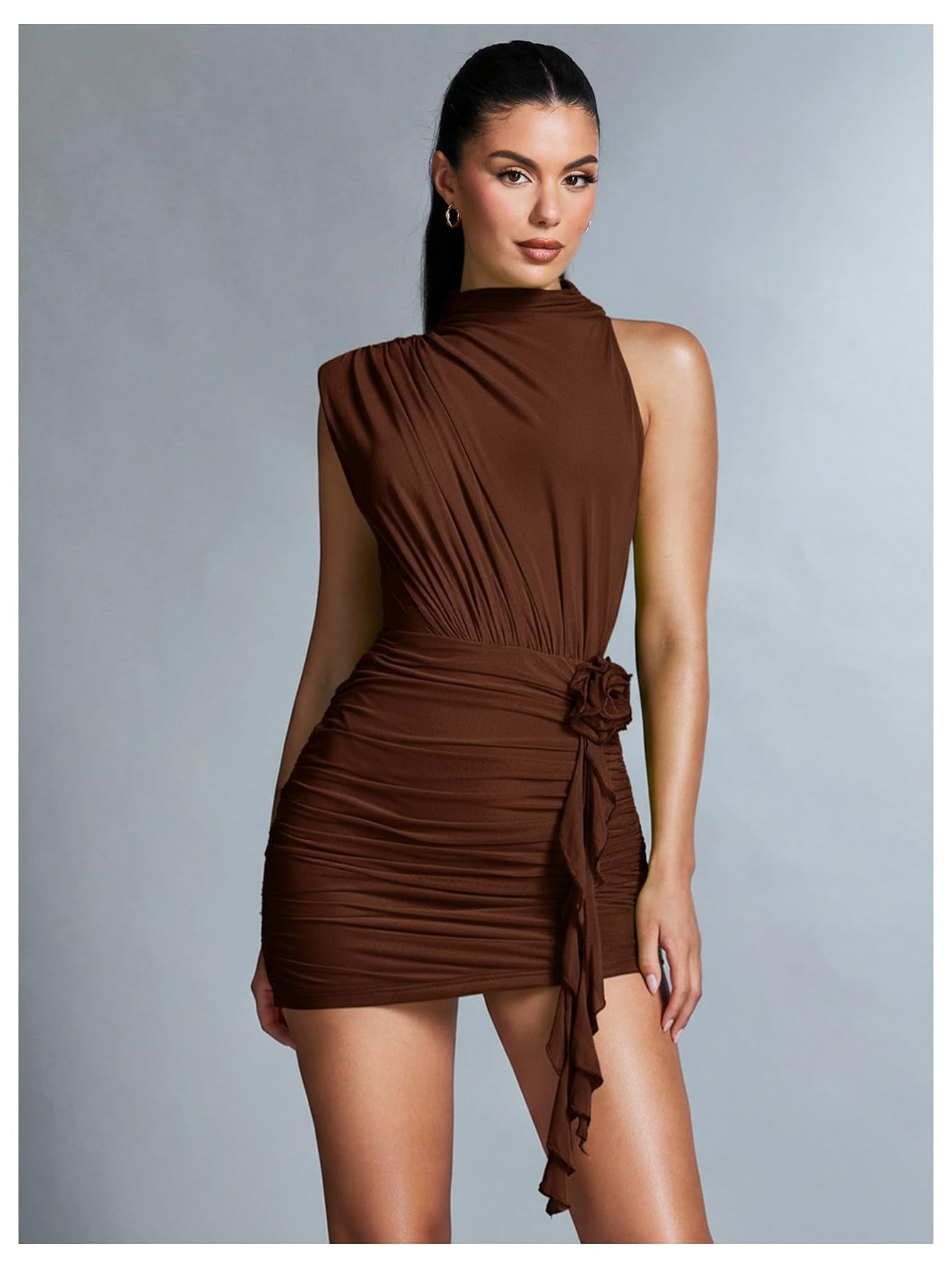 GORGLITTER Women's Asymmetrical Going Out Birthday Cocktail Prom Mini Dress | Green Bodycon Mini Dresses, Unique, Night Out Dress, Prom Party Dinner Outfits for Women,