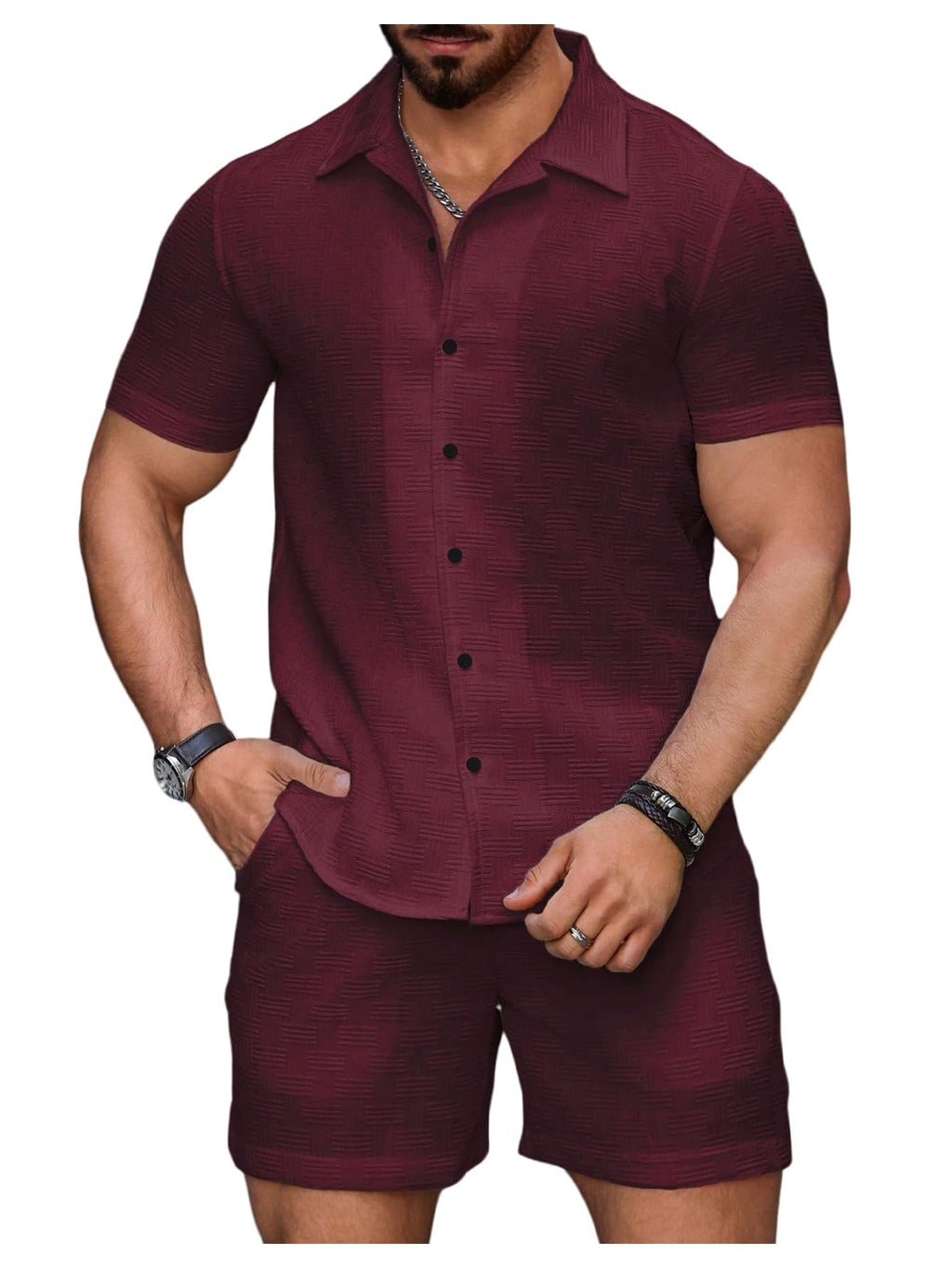 GORGLITTER Men's Vacation Summer Cruise Outfits 2 Piece Linen Shorts Sets | Beach All White Outfits, Short Sleeve Button Up Shirt, Matching Sets Clothing, Old Money Clothes