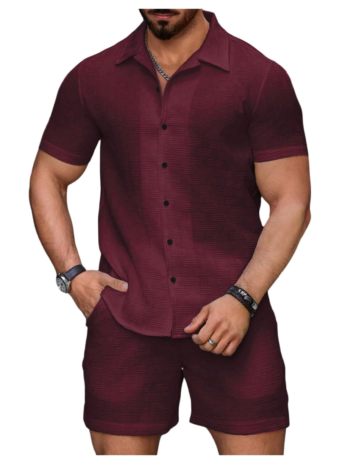 GORGLITTER Men's Vacation Summer Cruise Outfits 2 Piece Linen Shorts Sets | Beach All White Outfits, Short Sleeve Button Up Shirt, Matching Sets Clothing, Old Money Clothes
