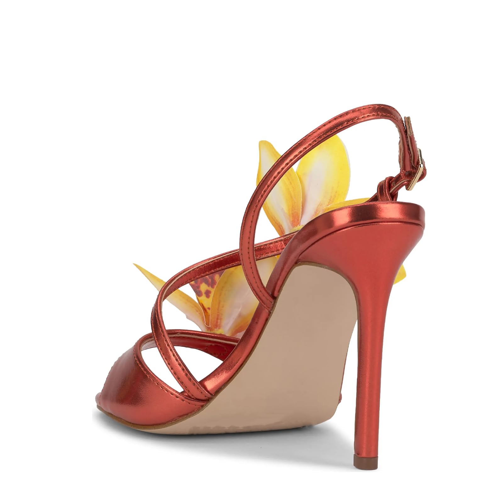 Flower High Heeled Sandals for Women Colorful Floral Open Toe Stiletto Heels Ankle Buckled Fashion Beach Dressy Spring Summer Shoes