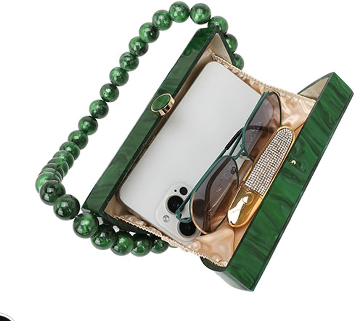 Jusavie Acrylic Clutch Purses for Women Cute Bead Evening Handbag Chic Trendy Evening Clutch Bag for Party Prom Wedding 2026