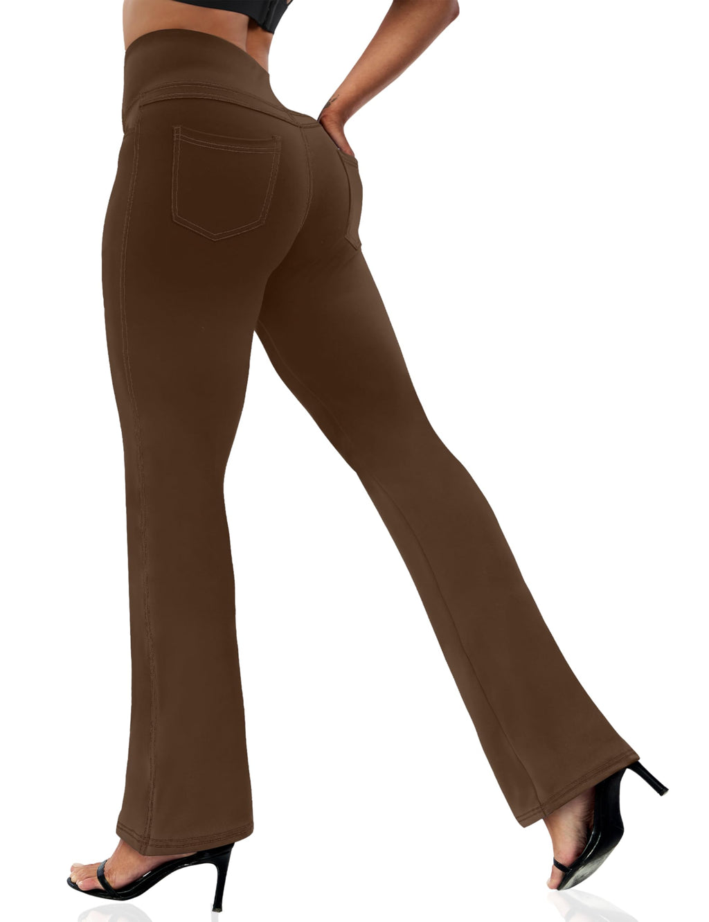 VOOVEEYA Women's Bootcut Leggings - Bootleg Yoga Pants Flare with 4 Pockets | Tummy Control High Waisted, Comfortable Fit, Buttery-Soft Fabric, 4-Way Stretchy Dress Pants for Yoga, Work & Casual Wear