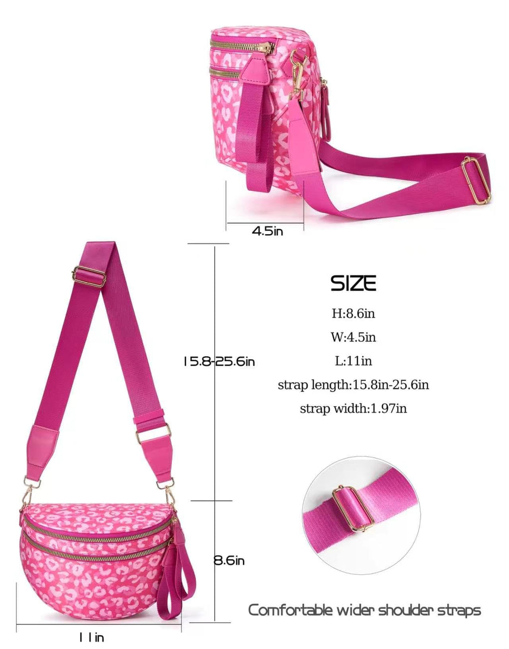 FEIBOON Spacious Nylon Crossbody Bag Bum Bag Handbags Wallets Purses Trendy Shoulder Bag for Women