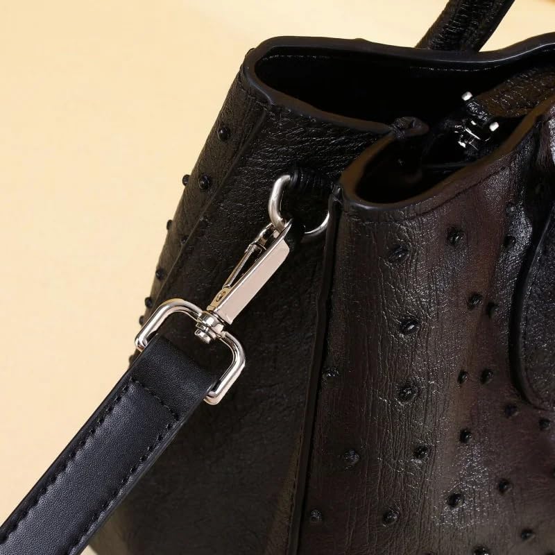 Exotic Ostrich Skin Pattern Lady Black Purse Authentic Ostrich Leather Printed Women's Shoulder Bag Female White Handbag | Women Shoulder Bag