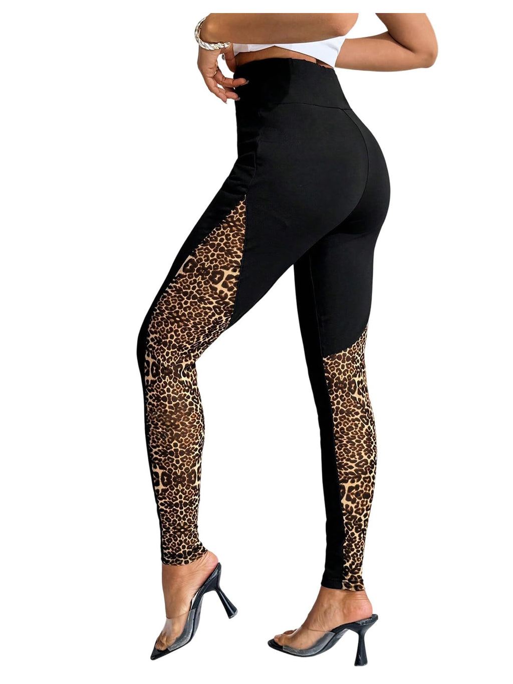 RoseSeek Women's Floral Lace High Waited Leggings See Through Club Outfits | Sexy Leggings for Women, Tummy Control, Skinny, Lace Pants, Concert Outfits Women