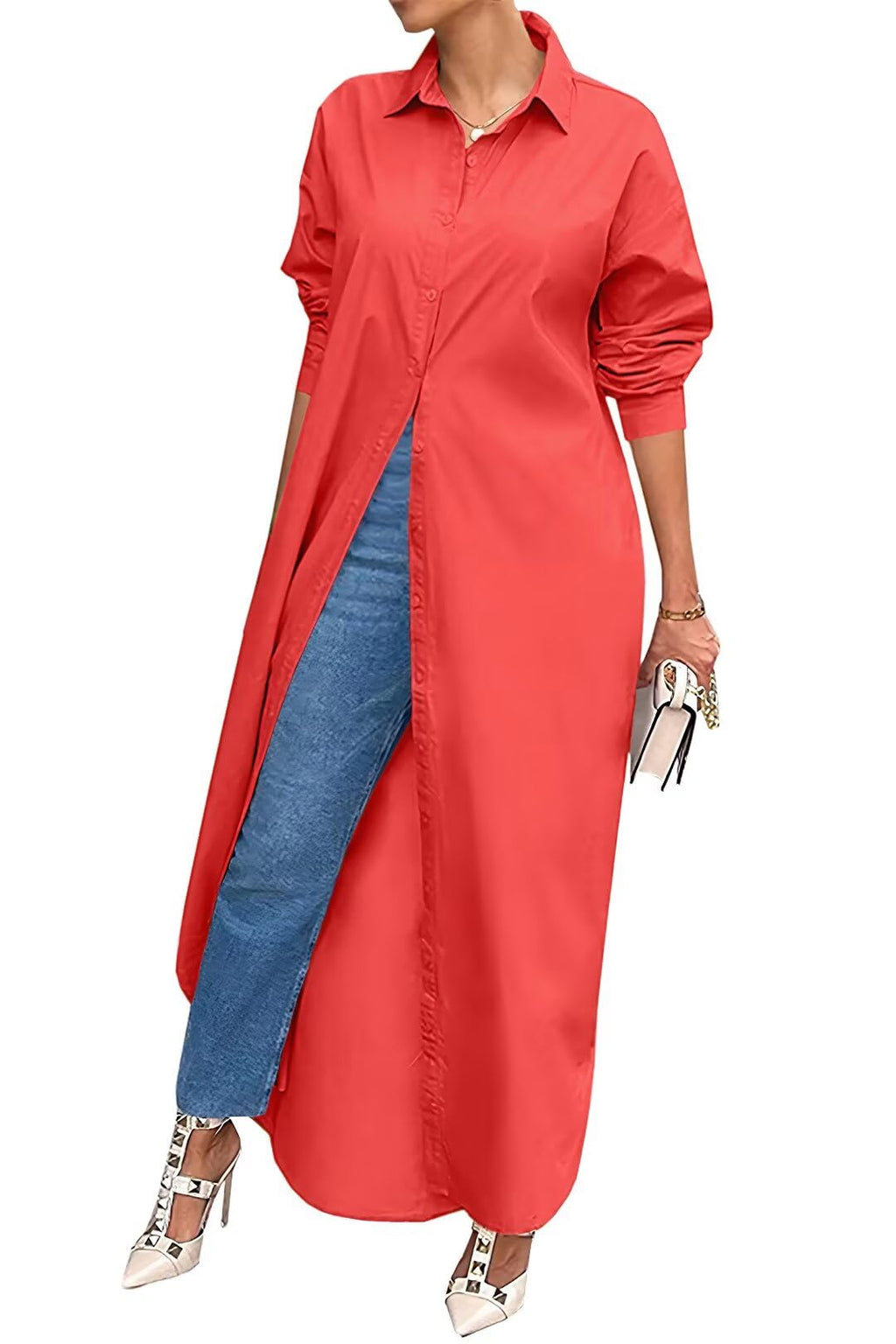 Shirt Dresses for Women Casual Long Sleeve Cotton Button Down Maxi Dresses | Oversized,Solid Color,Loose Fit,Plus Size,Long Shirts,Button Down Dress