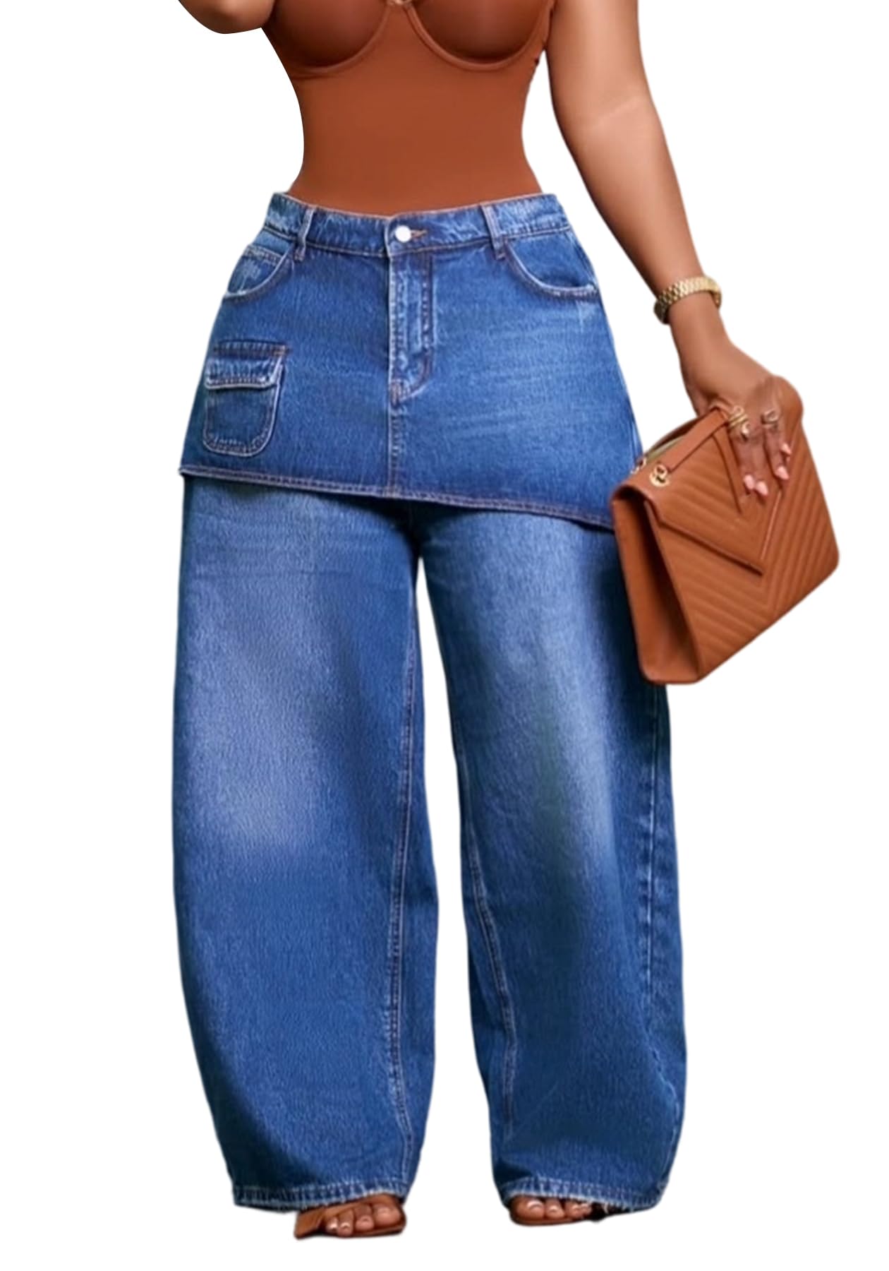 Kwunbwa Womens Baggy Patchwork Jeans High Waisted Wide Leg Denim Pants | Stretchy Fabric, Loose Fit, Trendy, Cargo, Distressed, Boyfriend, Y2k, with Pockets, Suitable for Casual, Travel, Street