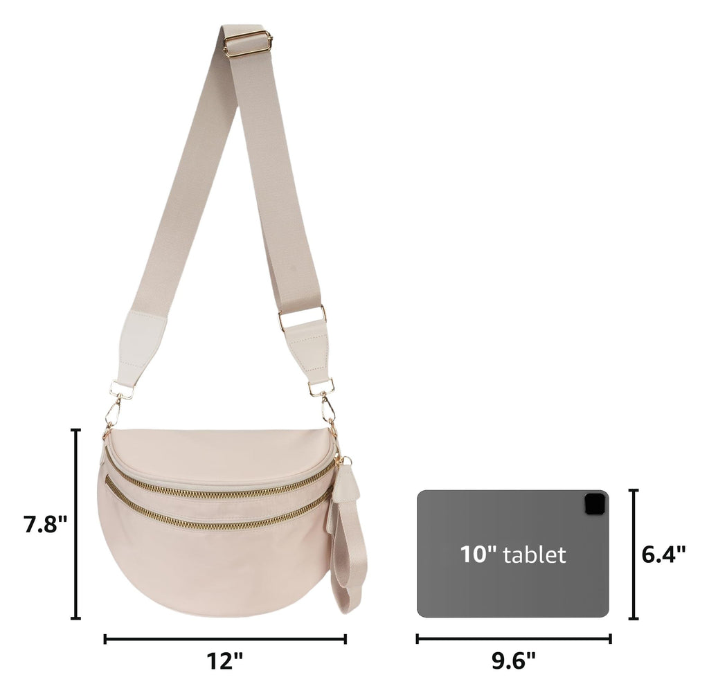 FEIBOON Spacious Nylon Crossbody Bag Bum Bag Handbags Wallets Purses Trendy Shoulder Bag for Women
