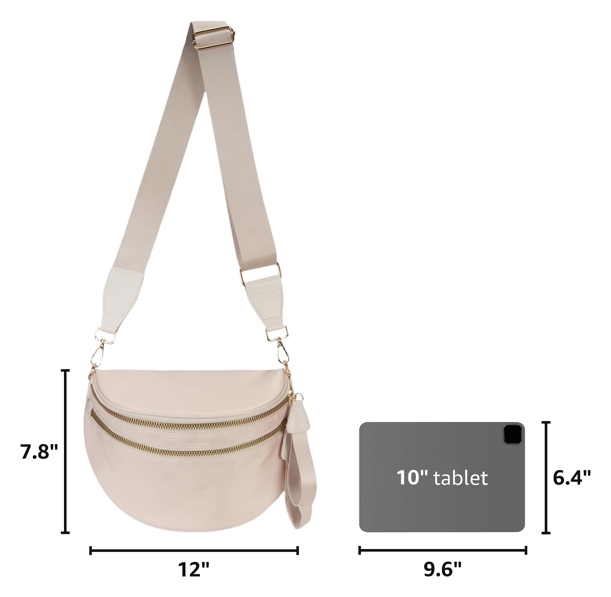 FEIBOON Spacious Nylon Crossbody Bag Bum Bag Handbags Wallets Purses Trendy Shoulder Bag for Women