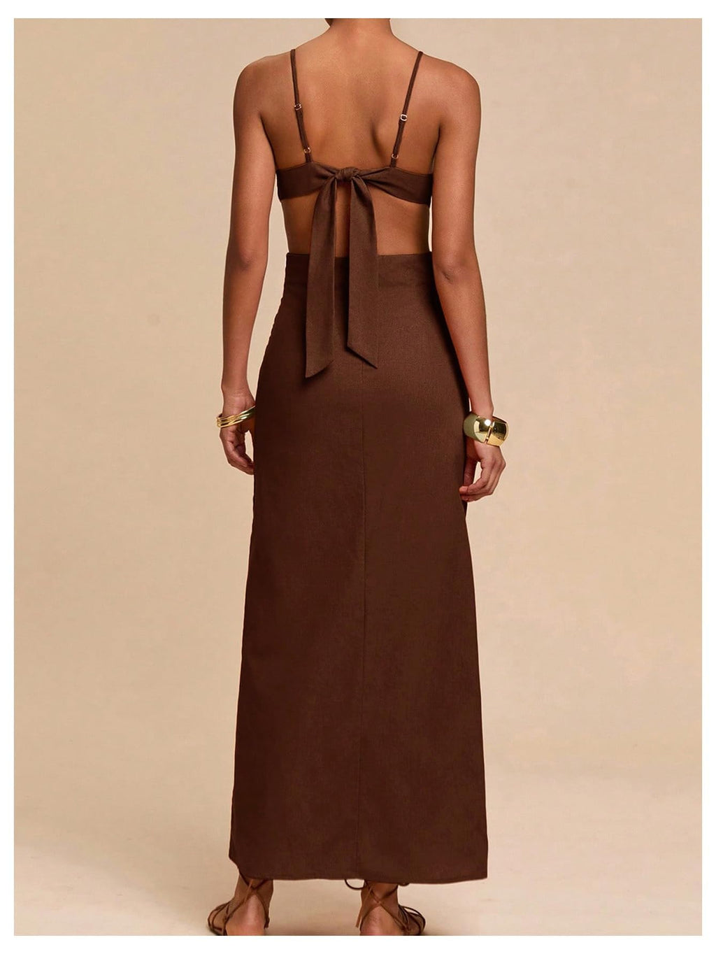 SHENHE Women's Petal Backless Linen Maxi Dress Cut Out Vacation Dresses | Keyhole, Spaghetti Strap, Open Back, Long Dress, Zipper, Summer, Date Night, Cami Dresses