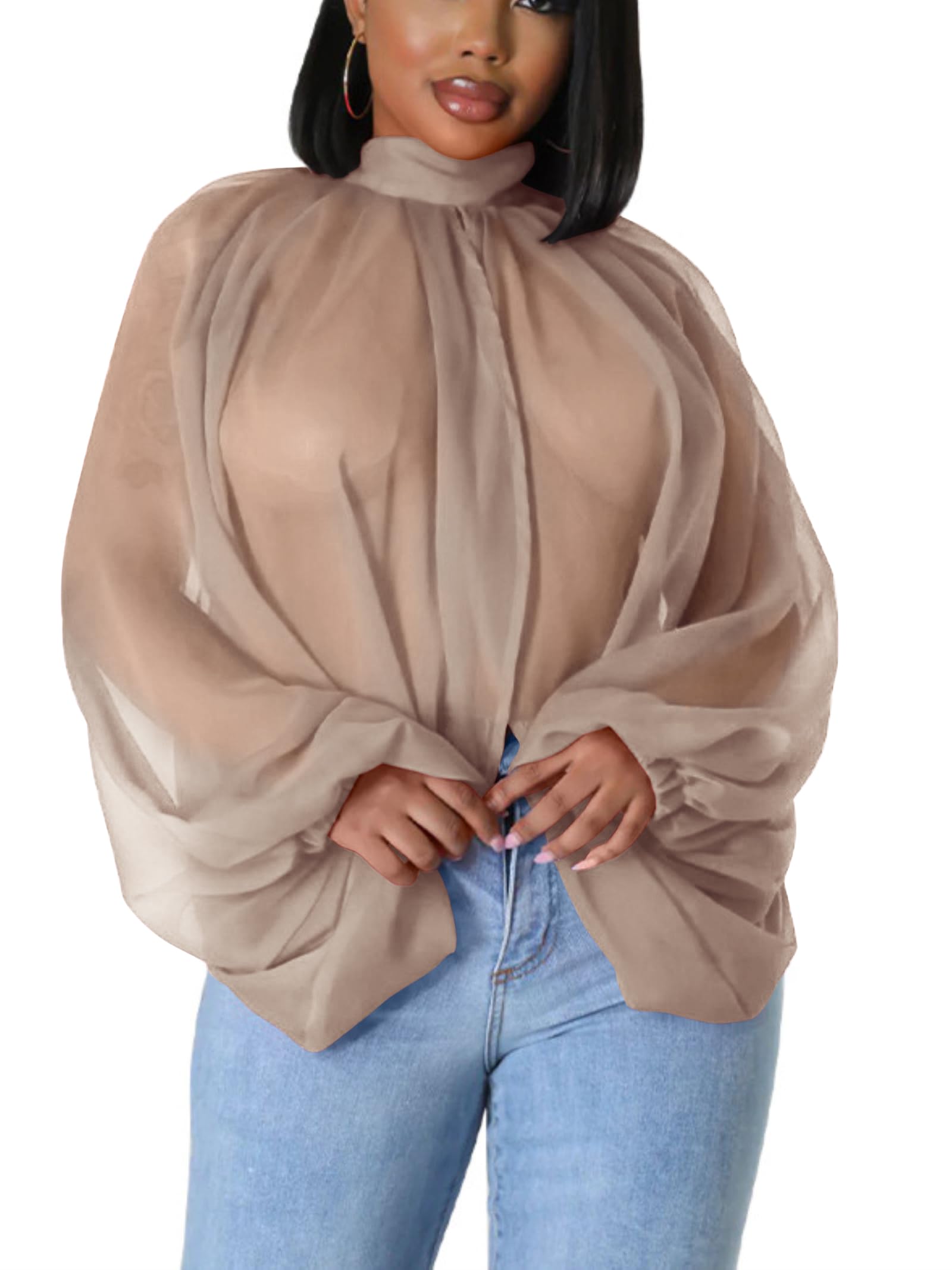 Sexy Tops for Women Party Club Night Batwing Sleeve Chiffon Blouse | Floral Print Blouse Shirts,Puff Sleeve,Going out Tops,Front Open Style,Lantern Sleeve Boho Chiffon Fall Tops 2026