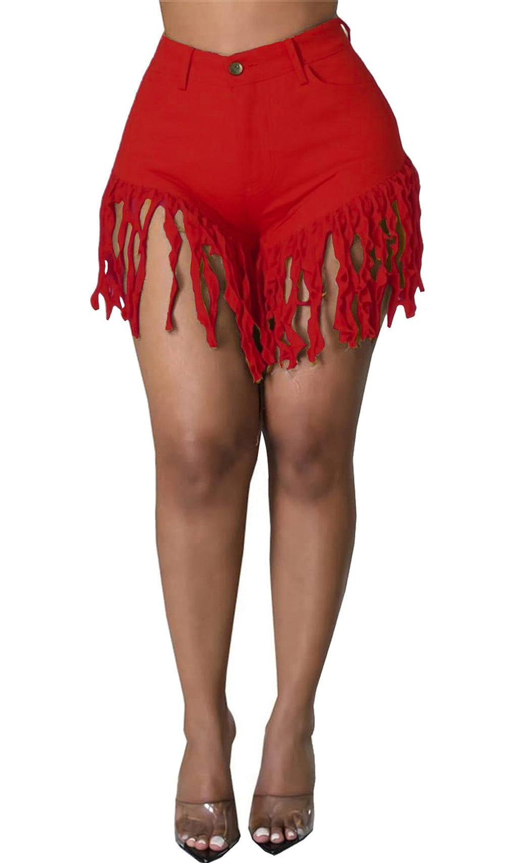 Women's Denim Shorts High Waisted Frayed Raw Hem Ripped Short Jeans | Fringe,Summer,Stretchy,with Pockets