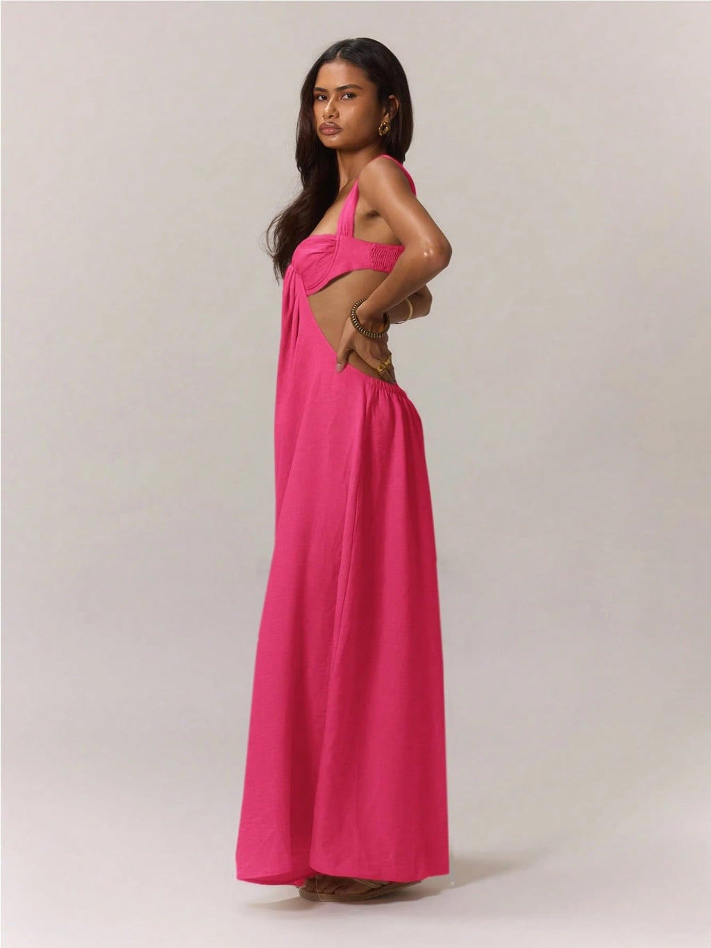 REASERAL Womens Casual Jumpsuit Halter Hollow Out Backless Top Wide Leg Pants Summer Vacation Jumpsuit