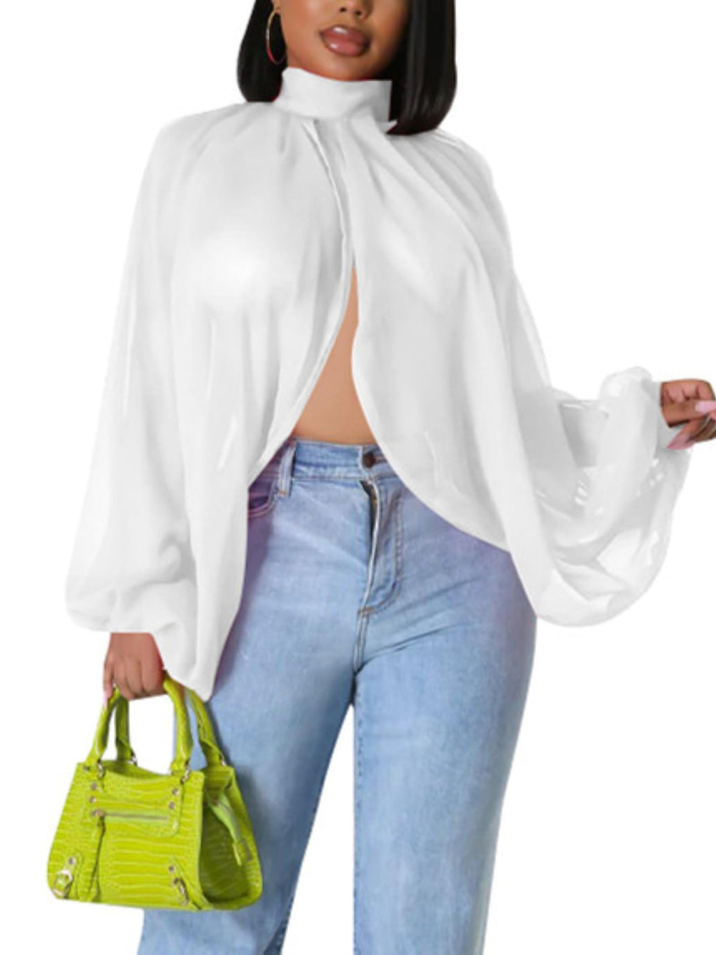 Sexy Tops for Women Party Club Night Batwing Sleeve Chiffon Blouse | Floral Print Blouse Shirts,Puff Sleeve,Going out Tops,Front Open Style,Lantern Sleeve Boho Chiffon Fall Tops 2026