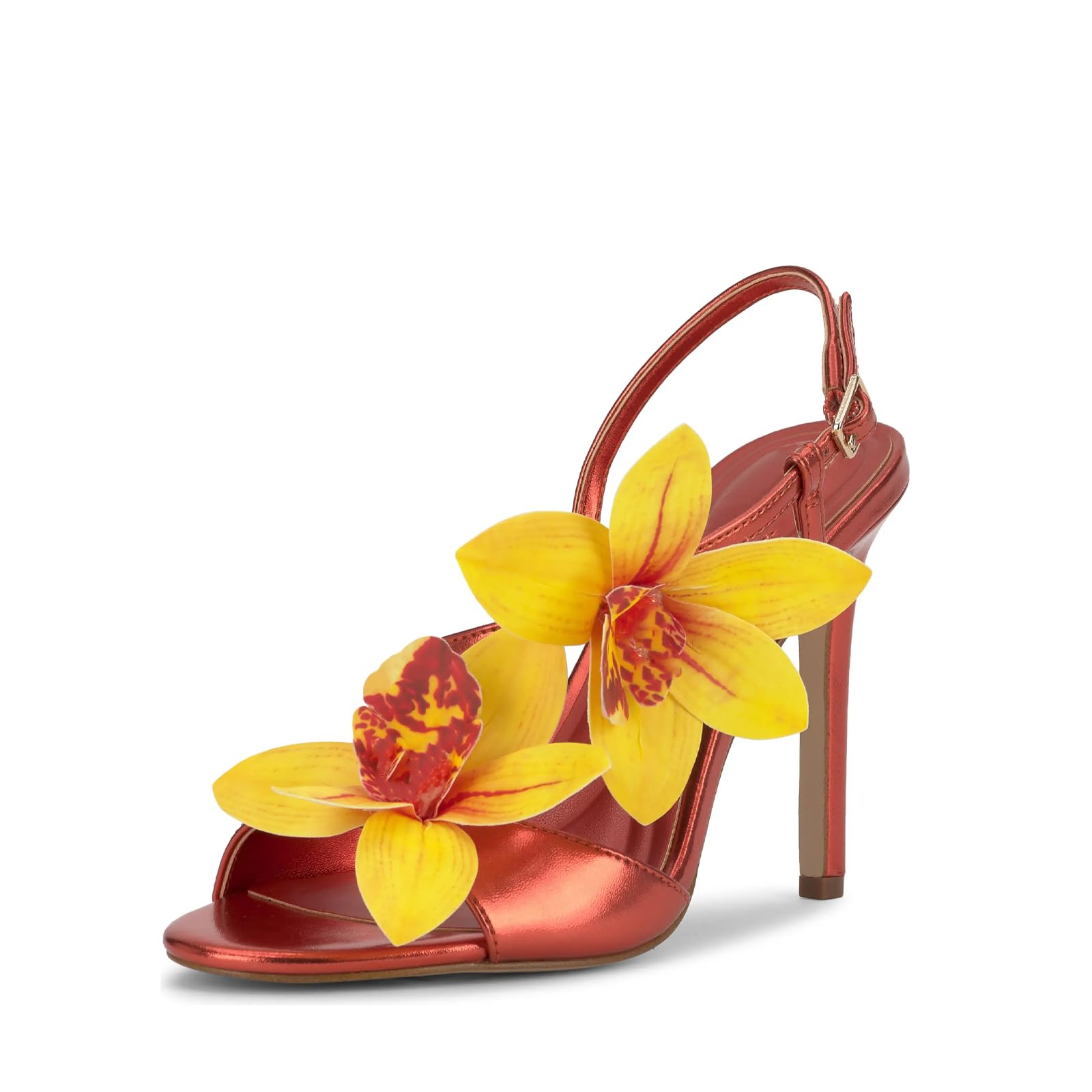 Flower High Heeled Sandals for Women Colorful Floral Open Toe Stiletto Heels Ankle Buckled Fashion Beach Dressy Spring Summer Shoes
