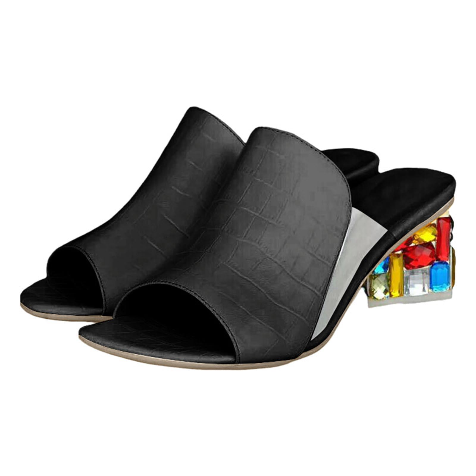 summer shoes women Slippers Fashionable Casual Rhinestone Leather Slingback Sandals Dressy Sandals for Women Wedding