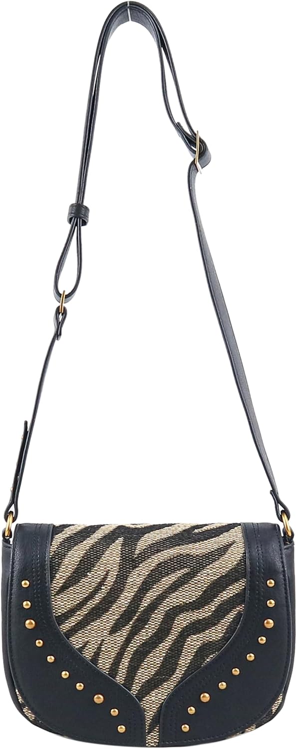 Jessica Simpson Women's Walton Saddle Crossbody Bag, Stylish Purse with Adjustable Strap & Pockets