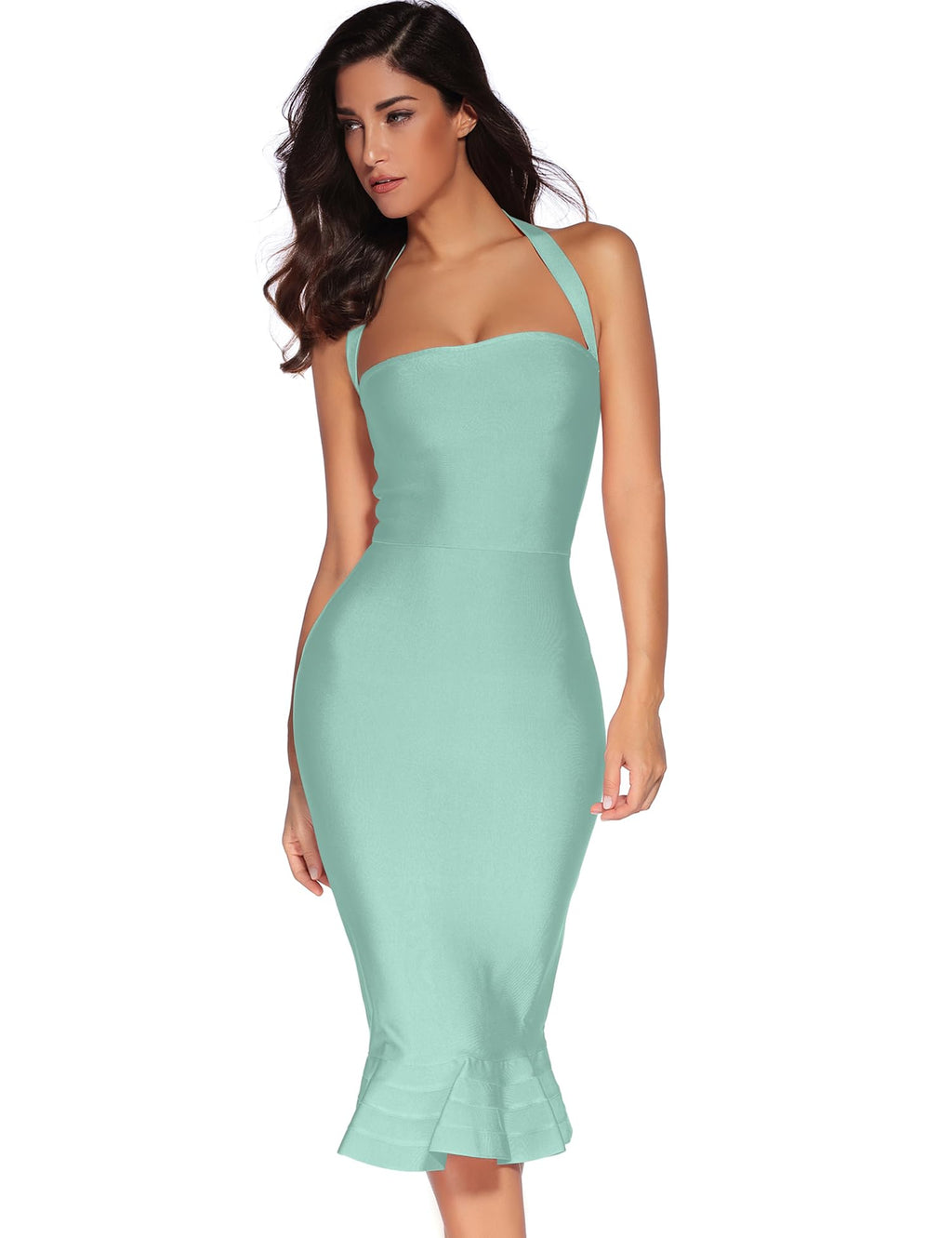 meilun Womens Halter Fishtail Bandage Party Dress Elegant Wedding Guest Dress
