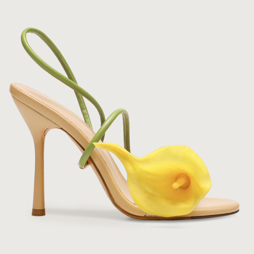 Flower High Heels for Women Calla Lily Sexy Floral Strappy Stilettos Heels | Flower Heels, Calla Lily Open Toe Strappy Heeled Sandals, Floral Stilettos Heels for Wedding Bride Party Daily Wear
