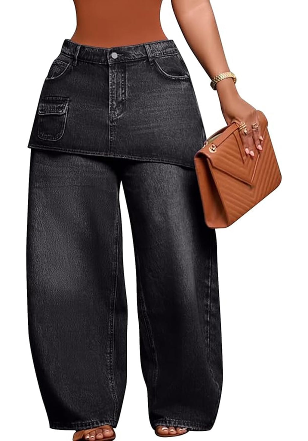 Kwunbwa Womens Baggy Patchwork Jeans High Waisted Wide Leg Denim Pants | Stretchy Fabric, Loose Fit, Trendy, Cargo, Distressed, Boyfriend, Y2k, with Pockets, Suitable for Casual, Travel, Street