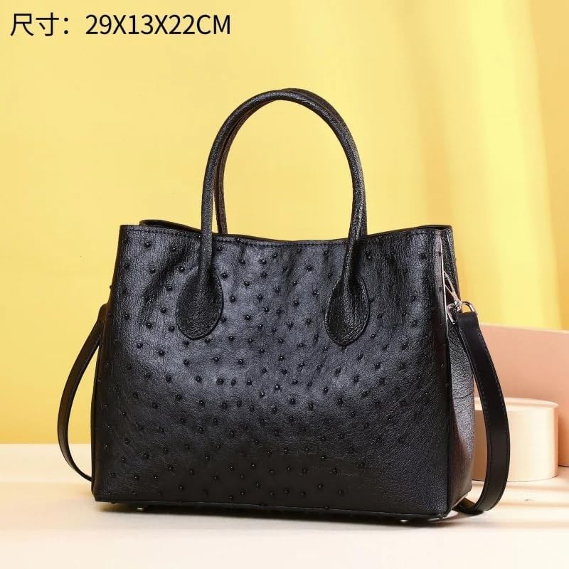 Exotic Ostrich Skin Pattern Lady Black Purse Authentic Ostrich Leather Printed Women's Shoulder Bag Female White Handbag | Women Shoulder Bag