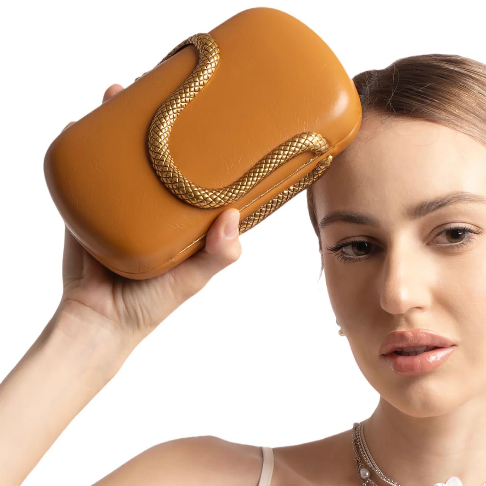 PU Leather Handbag Detachable Chain Crossbody Shoulder Evening Bag Clutch Purse for Women Formal Wedding Party Prom