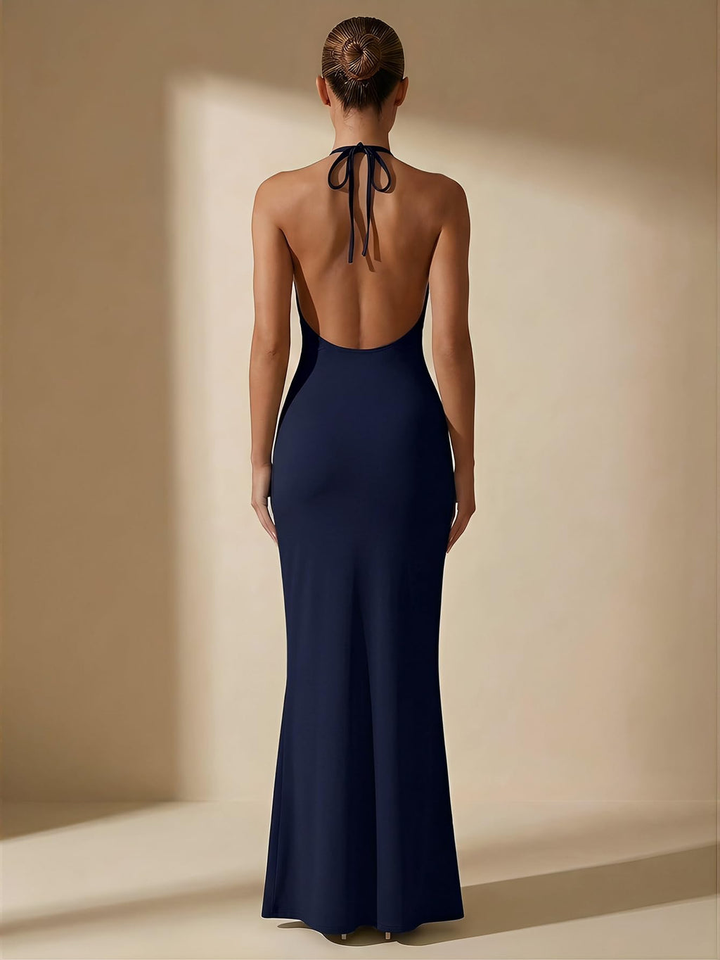 OYOANGLE Women's Halter Maxi Dress Deep V Neck Sexy Wedding Guest Dresses | Cocktail Dress, Formal Dresses, Beach Dress, Vacation Dress, Date Night Long Dress, Backless
