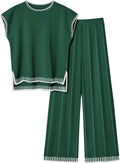 Ekouaer Womens Matching Sets Knit Sweater Sets 2 Pieces Lounge Set | Pullover Tops Wide Legs Pants Casual Outfits