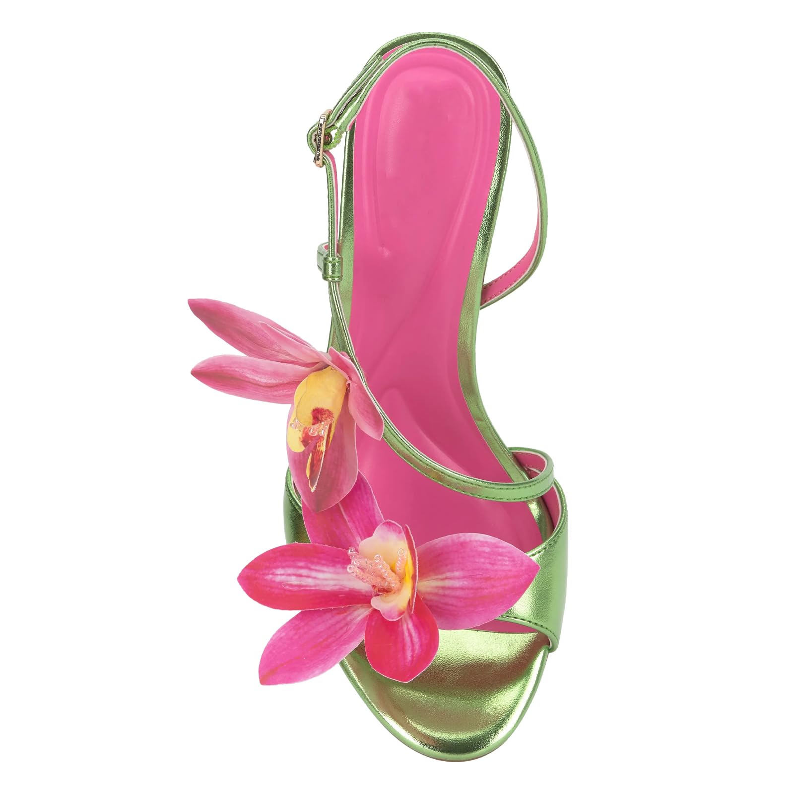 Flower High Heeled Sandals for Women Colorful Floral Open Toe Stiletto Heels Ankle Buckled Fashion Beach Dressy Spring Summer Shoes