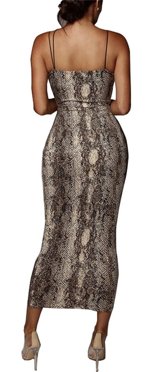 PRIMODA Women's Sexy Neon Asymmetrical Spaghetti Strap Dress Deep V-Neck Sleeveless Bodycon Midi Club Dress